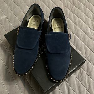 Navy blue suede flats